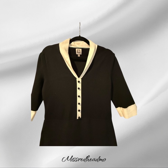 Anne Klein Black and Cream Mini Dress - Picture 2 of 5